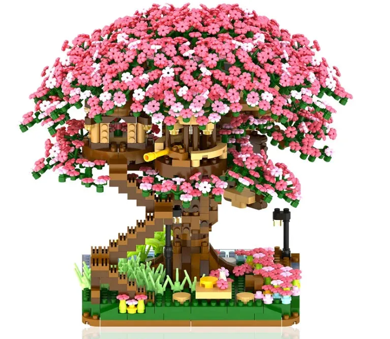 2008PCS Cherry Bonsai Tree Building Sets for Girls and Boys, Mini Building Blocks of Cherry Blossom Bonsai Tree kit,Mini Bricks