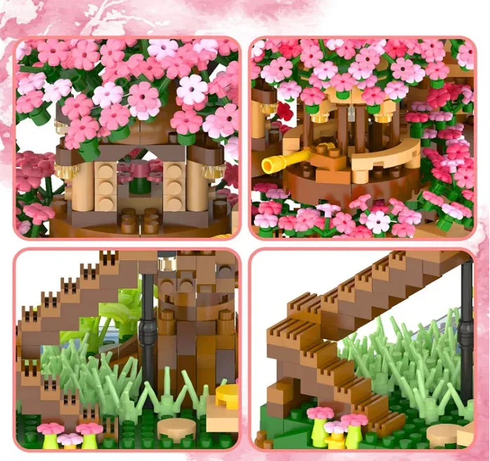 2008PCS Cherry Bonsai Tree Building Sets for Girls and Boys, Mini Building Blocks of Cherry Blossom Bonsai Tree kit,Mini Bricks