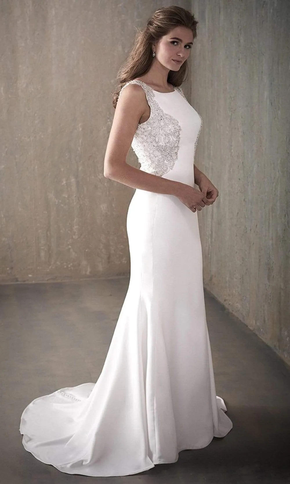 Adrianna Papell Platinum - 31029 Long Cutout Back Mermaid Bridal Gown