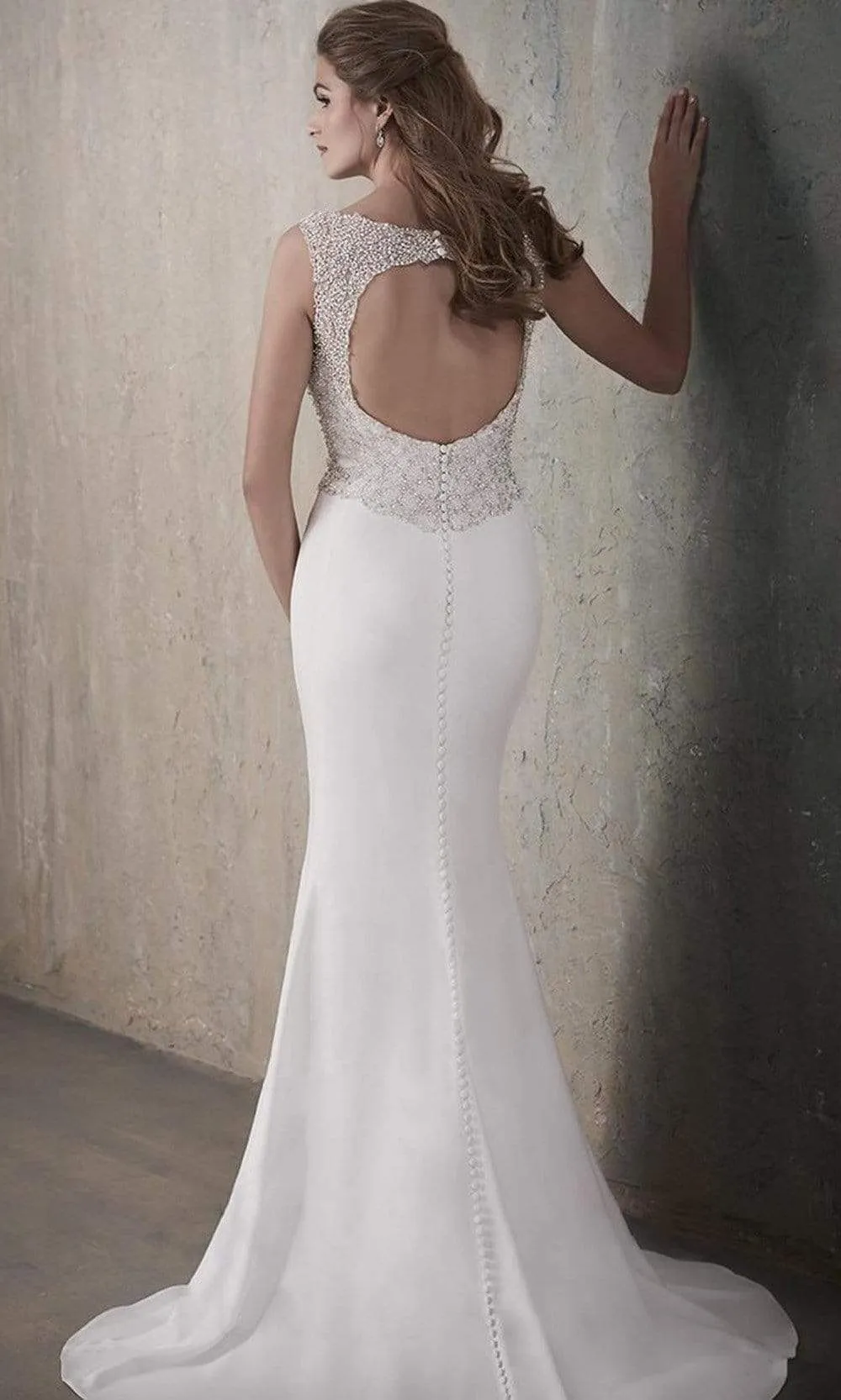 Adrianna Papell Platinum - 31029 Long Cutout Back Mermaid Bridal Gown