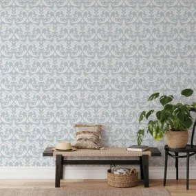 'Alice' - Vintage White and Grey Wallpaper