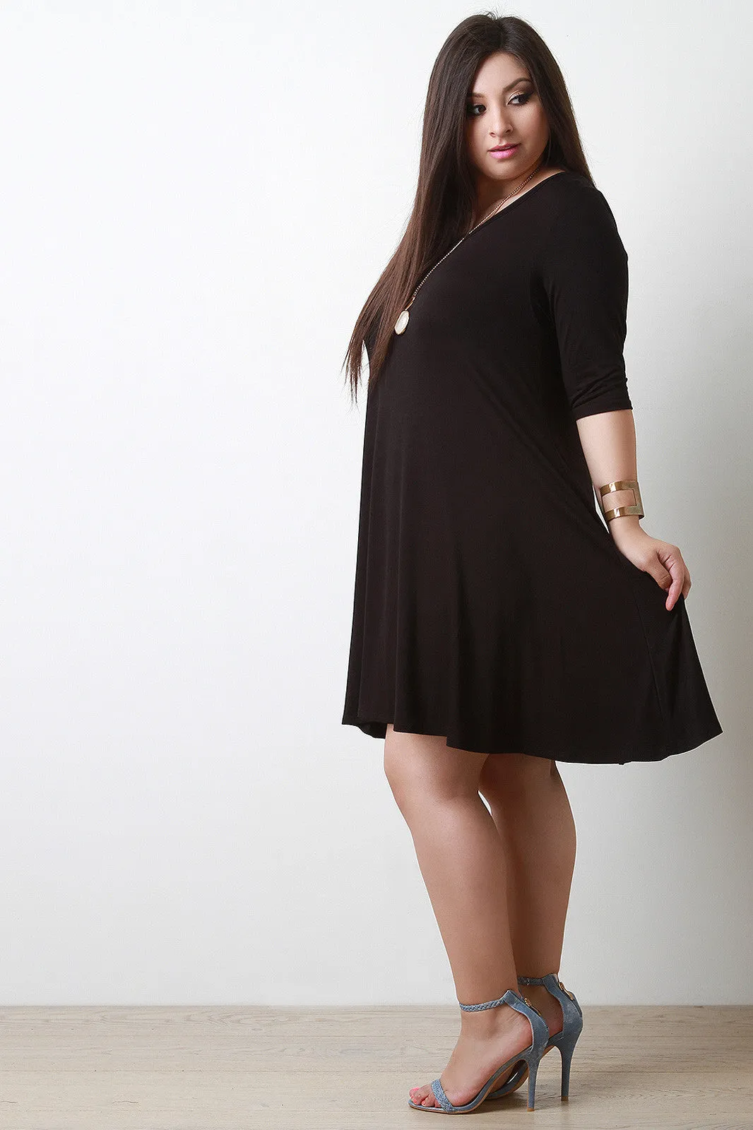 Asymmetrical Cold Shoulder Shift Dress