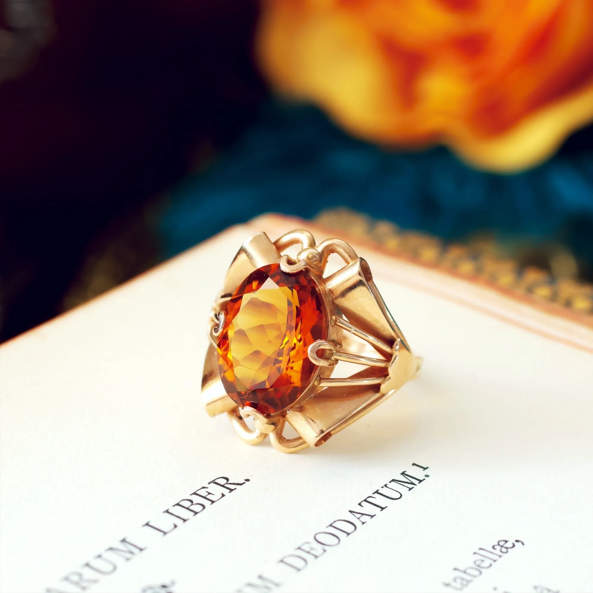 Attention Seeking Extravagant Handmade Cognac Citrine Dress Ring