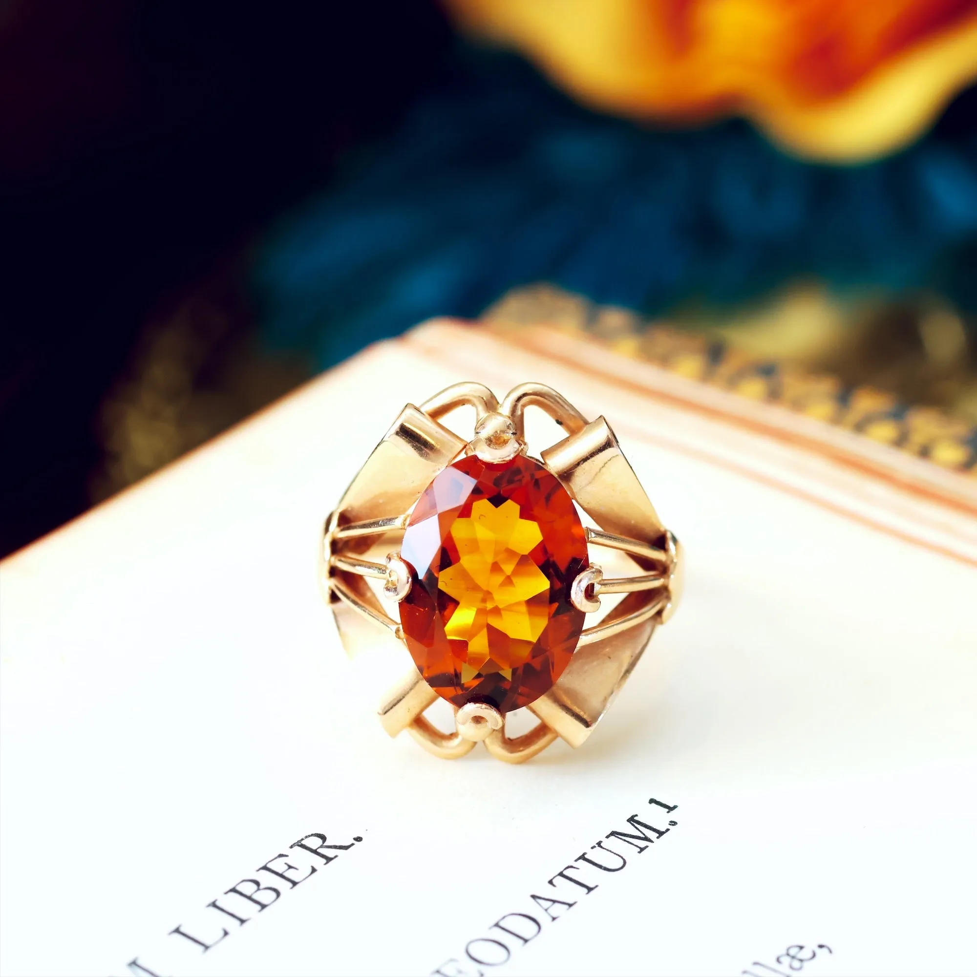 Attention Seeking Extravagant Handmade Cognac Citrine Dress Ring