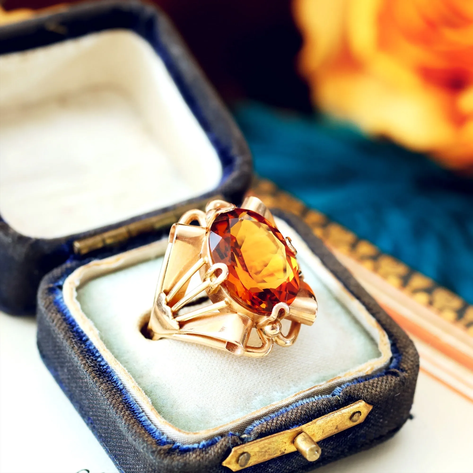 Attention Seeking Extravagant Handmade Cognac Citrine Dress Ring