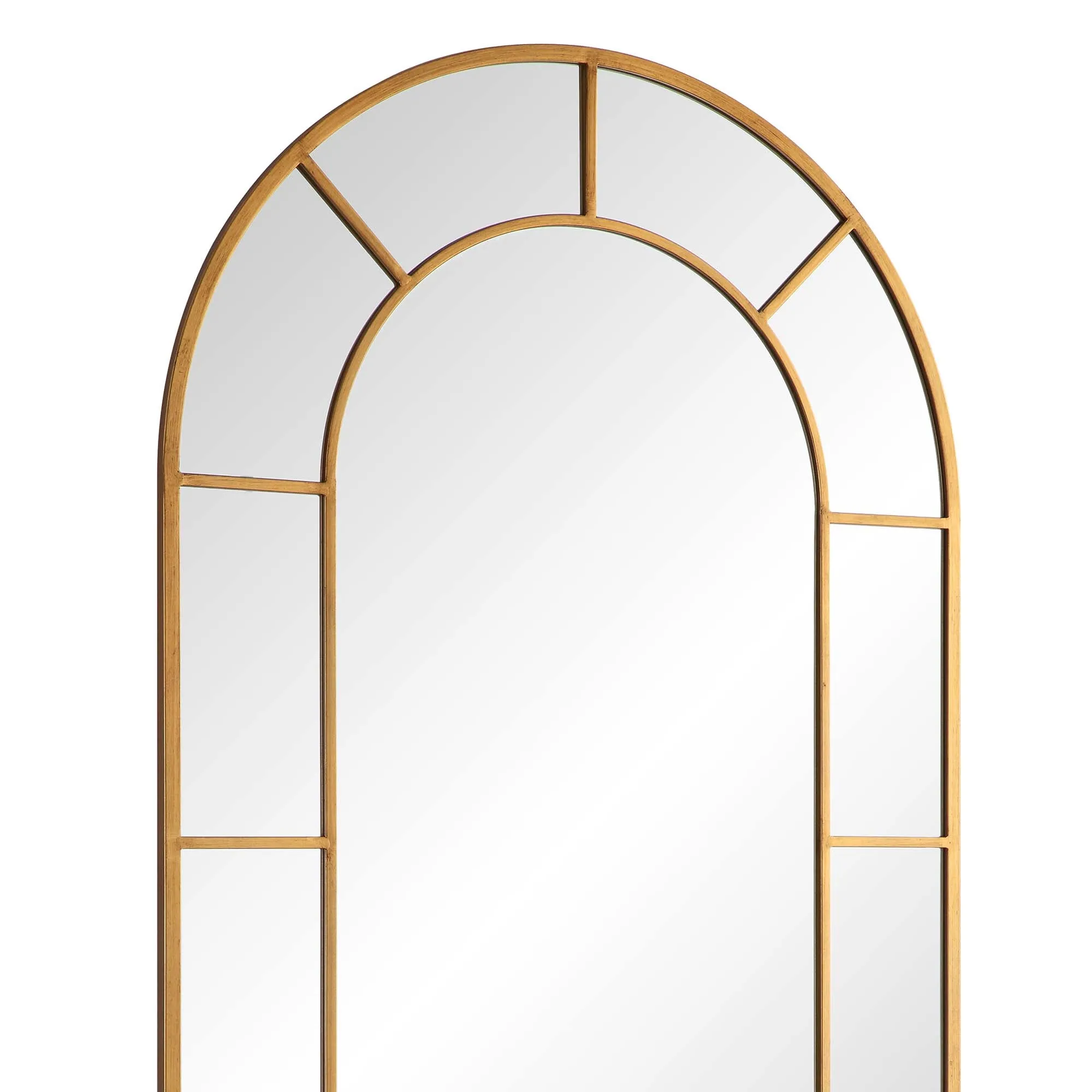 Beaumont Arched Full Lenth Metal Frame Mirror 178 x 76 cm, Antique Gold Effect