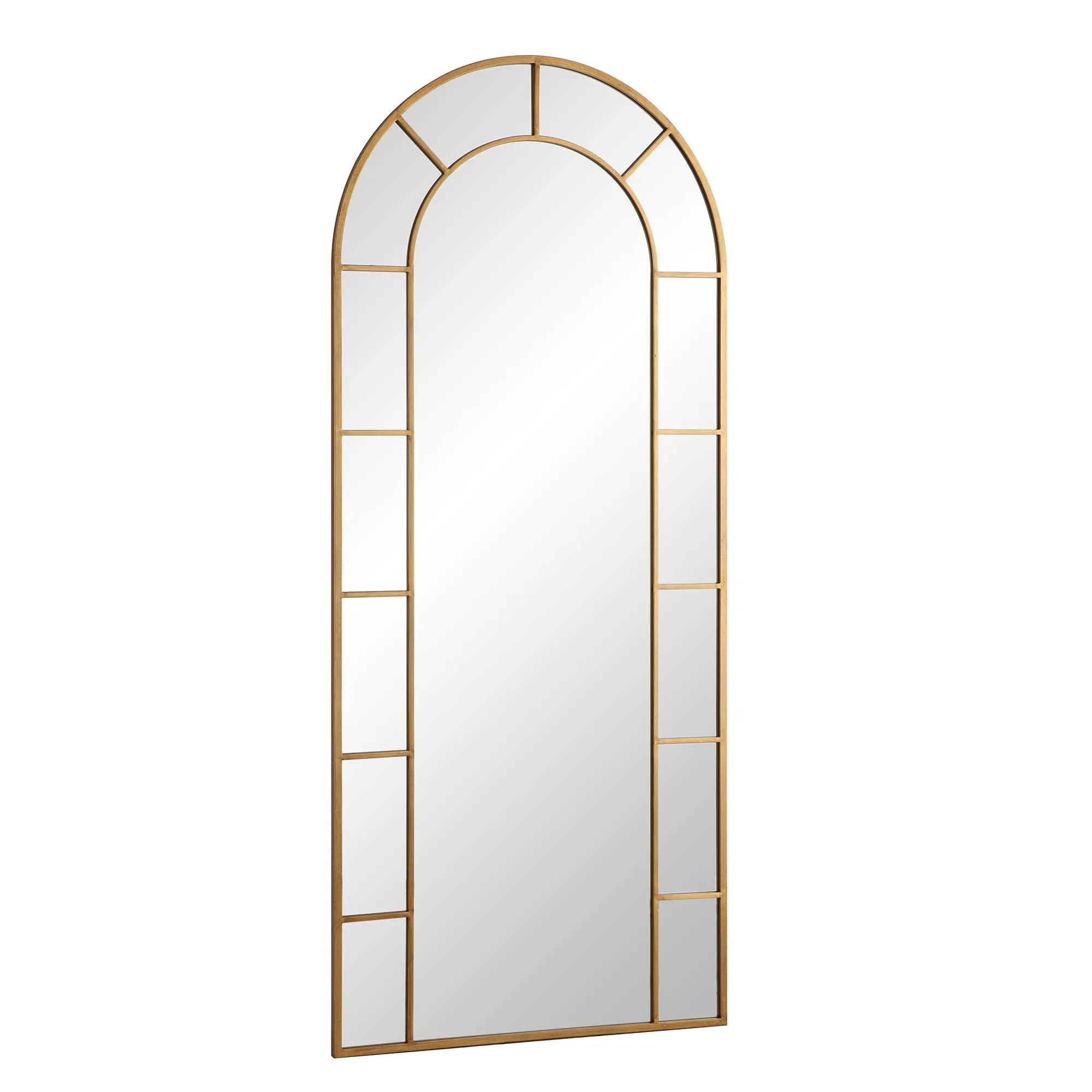 Beaumont Arched Full Lenth Metal Frame Mirror 178 x 76 cm, Antique Gold Effect