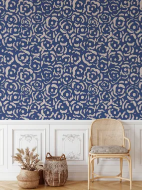 Blue Roses - Blue Rose Floral Peel and Stick Removable Wallpaper