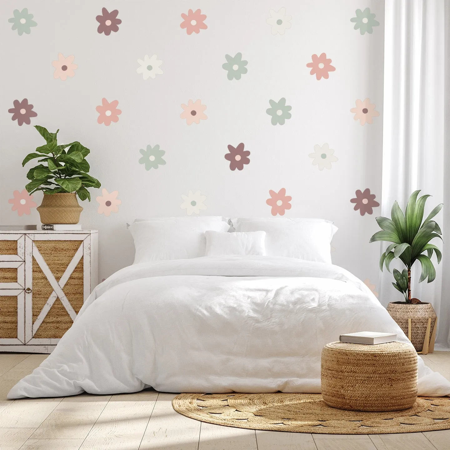 Blush Whimsy Daisy Wall Decal Set