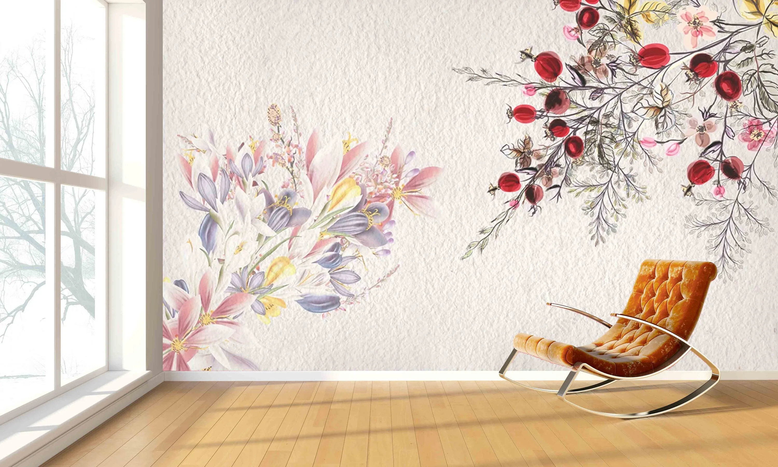 Boho Floral Wallpaper Self Adhesive Peel and Stick Removable Floral wall mural  Living Room Bedroom self afhesive mural Botanical removable