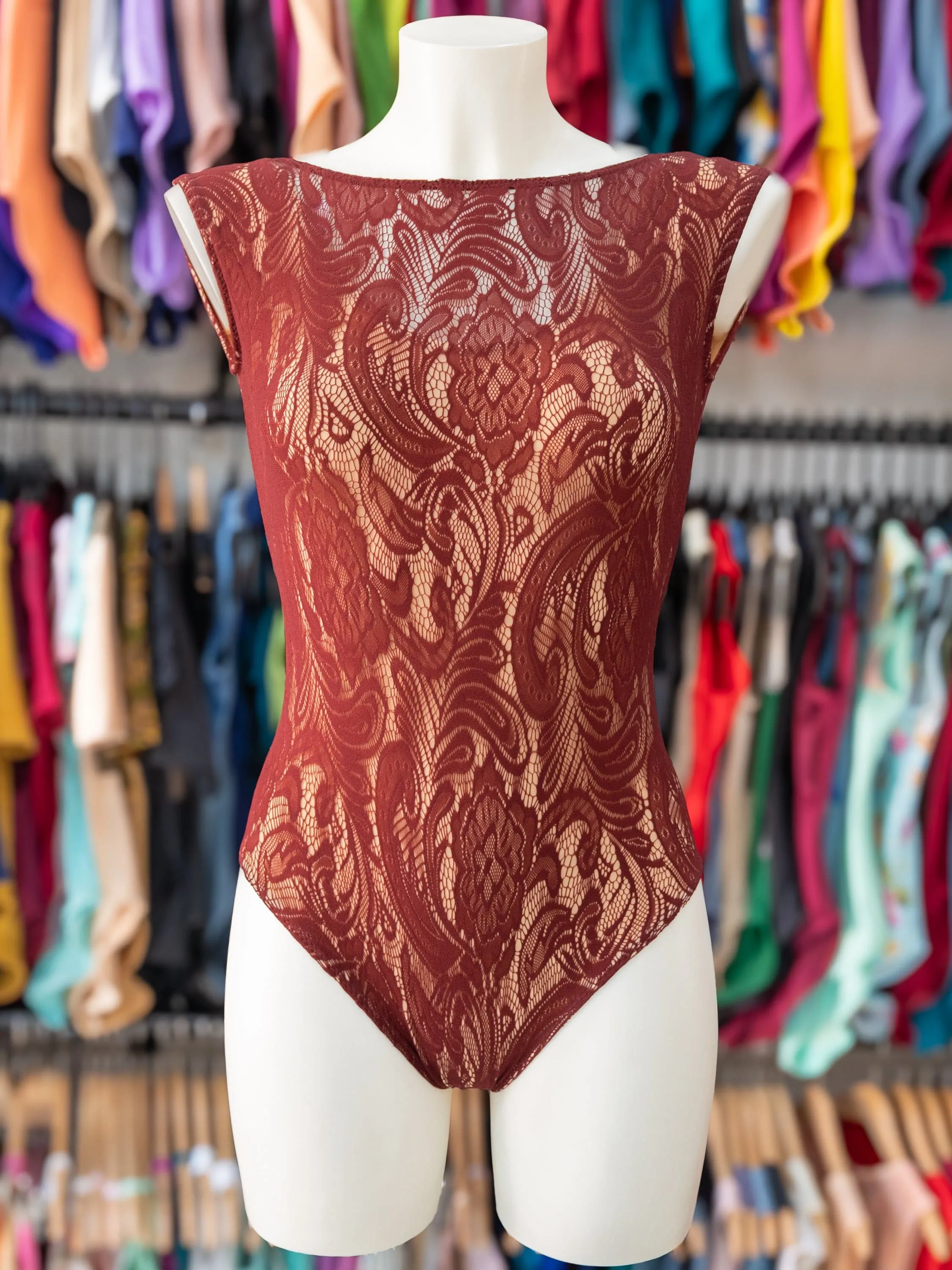 Bordeaux Lace Dance Tank Leotard MP688