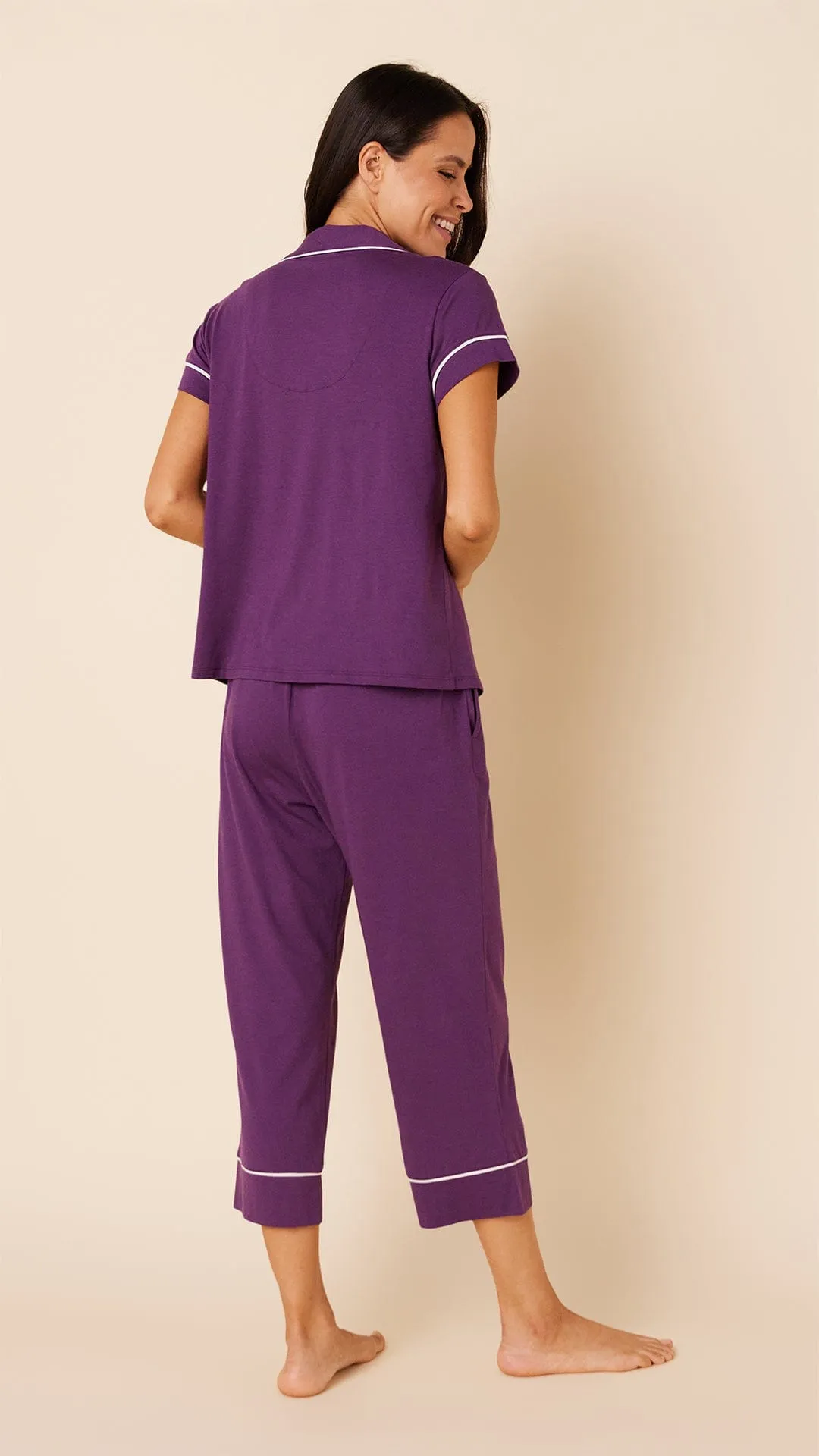 Classic Pima Knit Capri - Aubergine