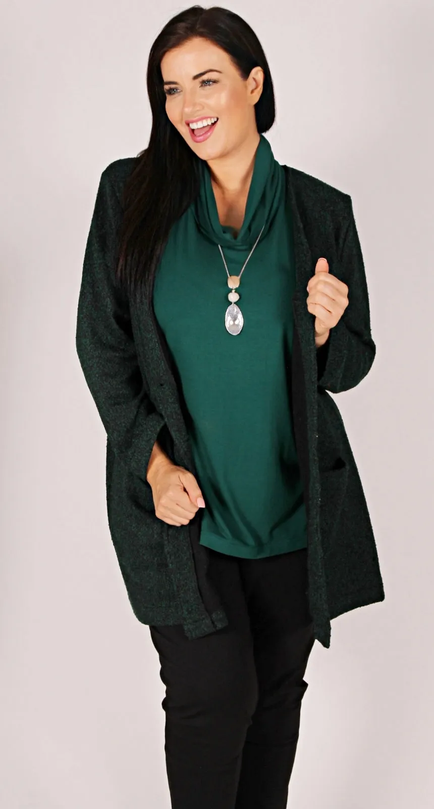 Cowl Neck Knit Top Forest