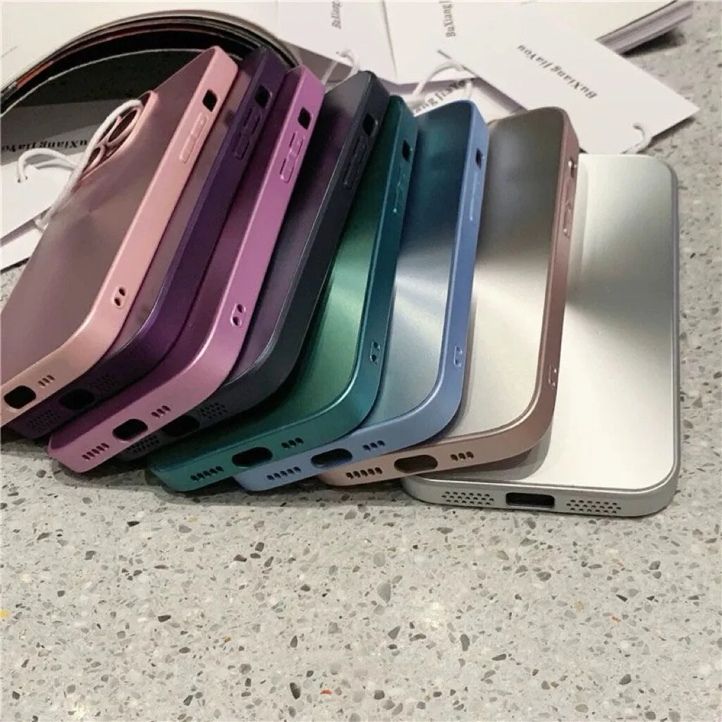 Cute Minimalist Sleek Retro Aurora Laser Metallic Design Protective Shockproof Anti-Fall iPhone Case for iPhone 11 12 13 14 15 Pro Max