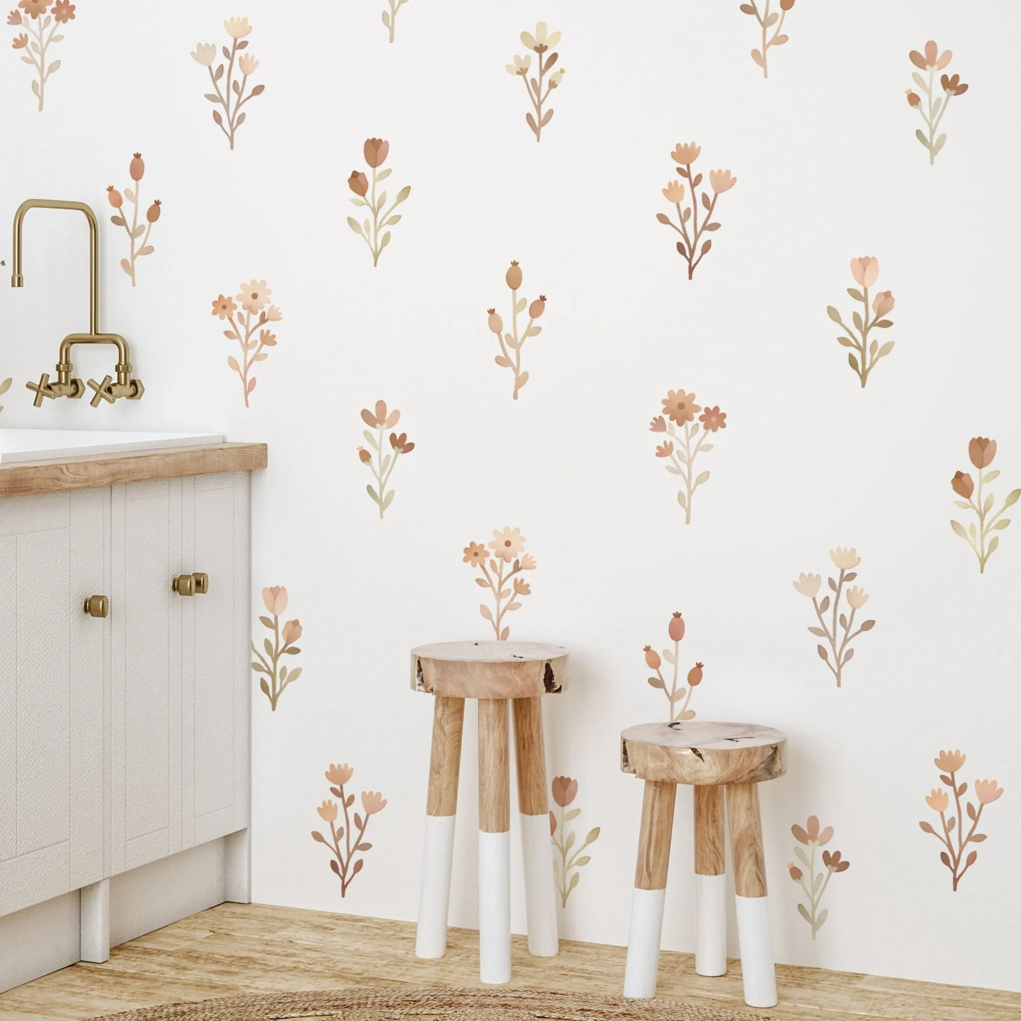 Floral Bunches Fabric Wall Decal Set - Neutral