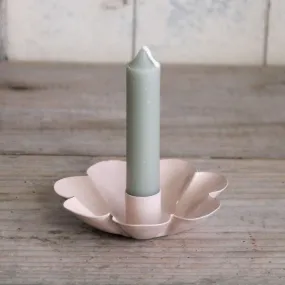 Flower Enamel Dinner Candle Holder - Dusty Peach