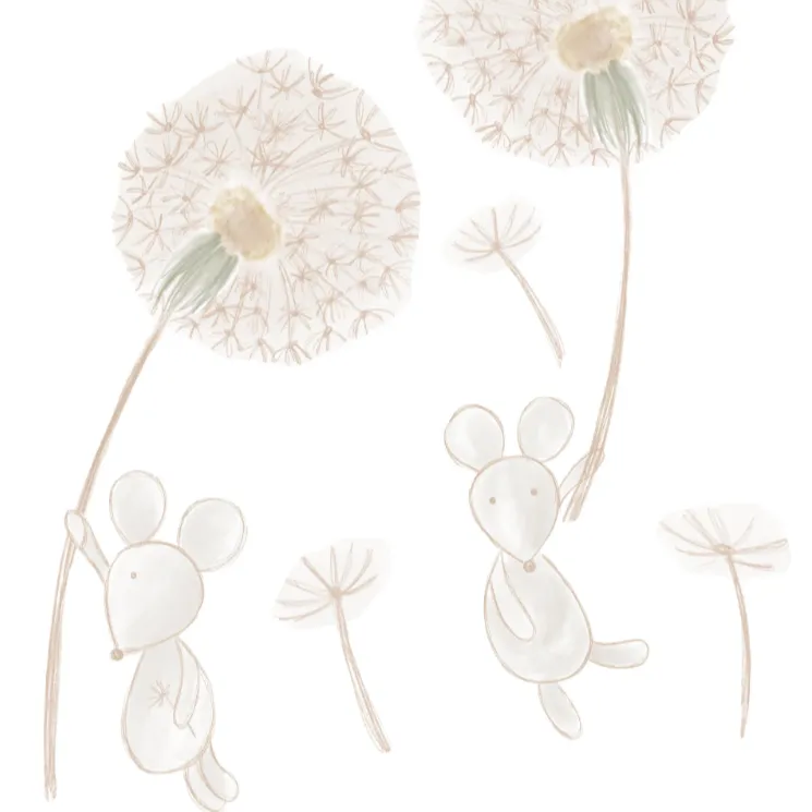 Flying Mouse   Dandelions Wall Decal Set