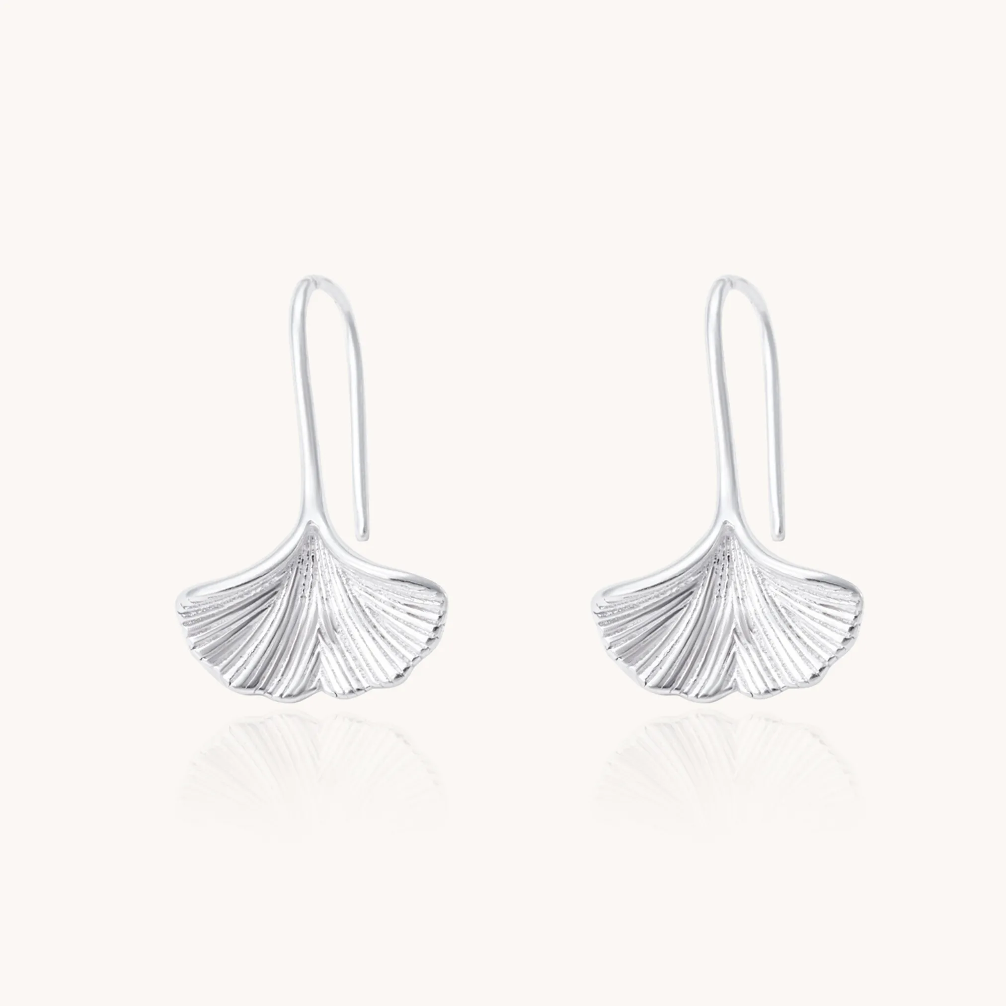 Gingko Leaf Silver Stud Earrings W.