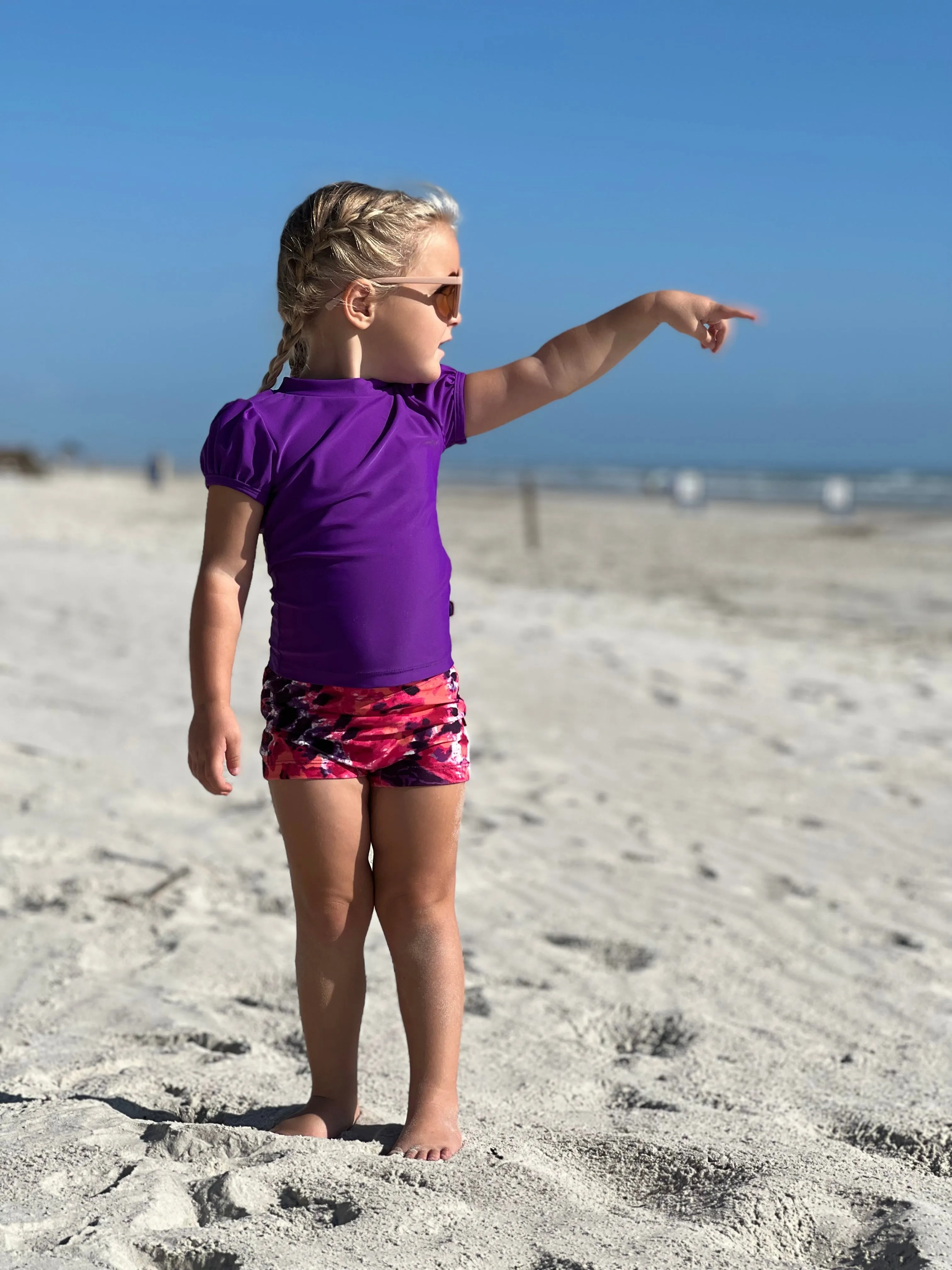 Girls UPF 50  Printed Swim Boy Shorts  | Butterfly Wings