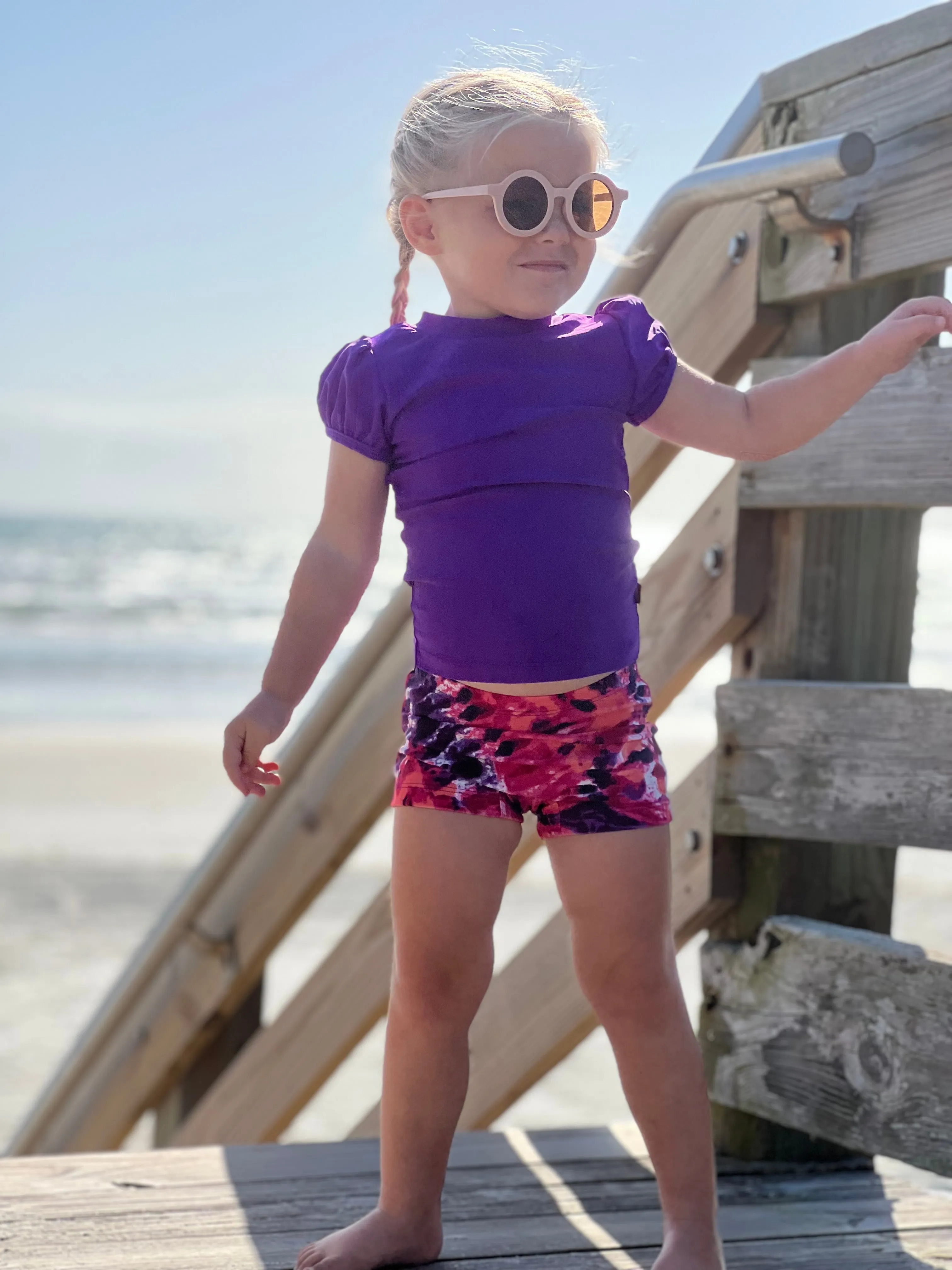 Girls UPF 50  Printed Swim Boy Shorts  | Butterfly Wings