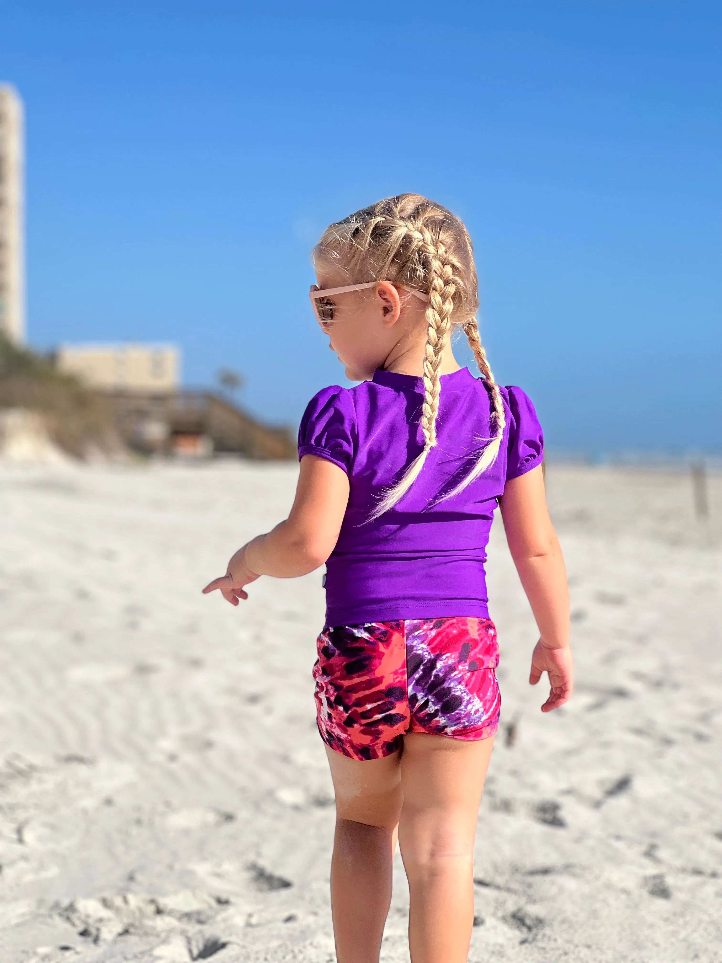 Girls UPF 50  Printed Swim Boy Shorts  | Butterfly Wings