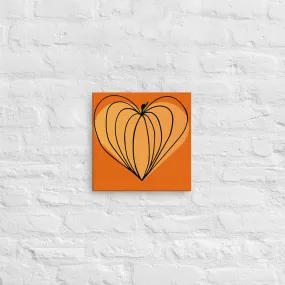 Hand Drawn Pumpkin Heart on Orange Canvas