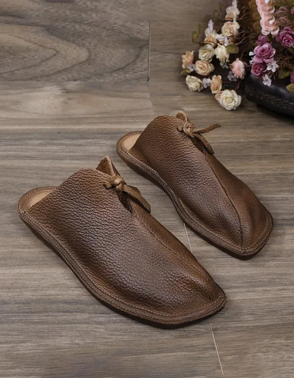 Handmade Leather Retro Walking Slippers for Women