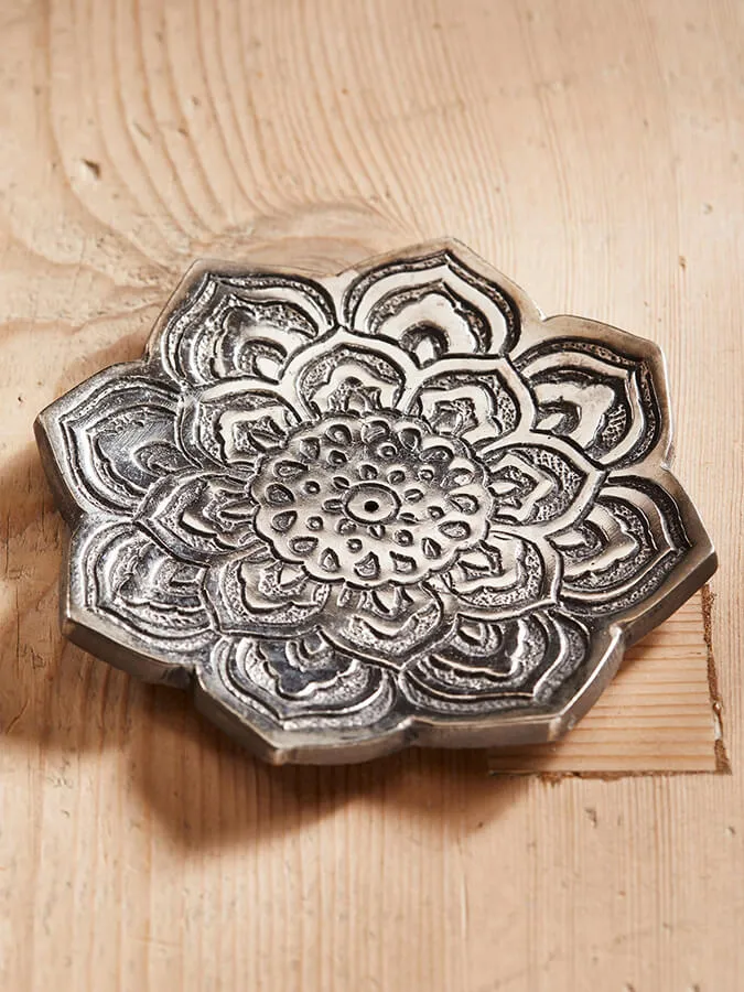 Namaste Flower Shaped Aluminium Incense Holder