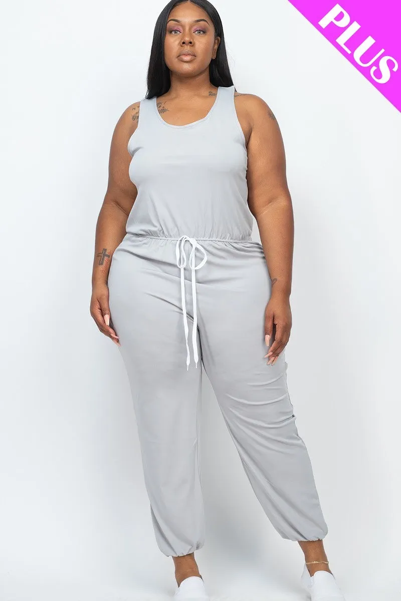 Plus Elasticized Waist Jogger Jumpsuit