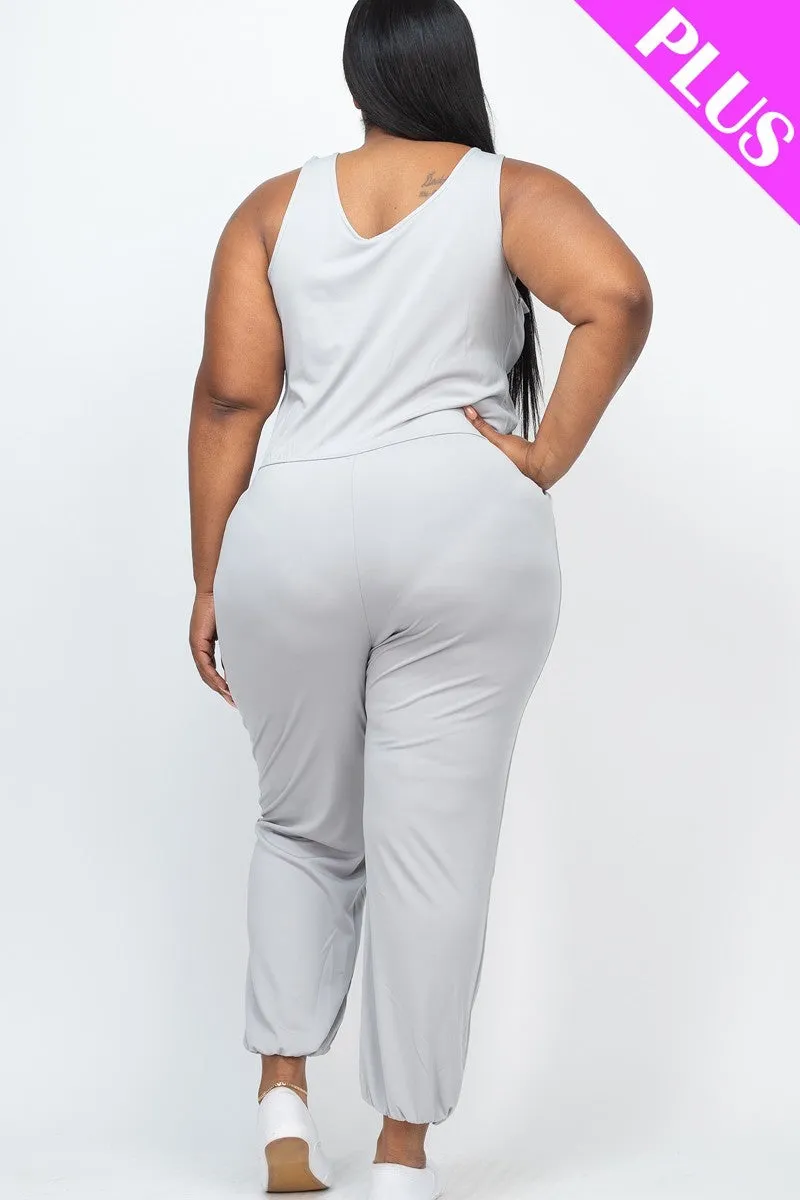 Plus Elasticized Waist Jogger Jumpsuit