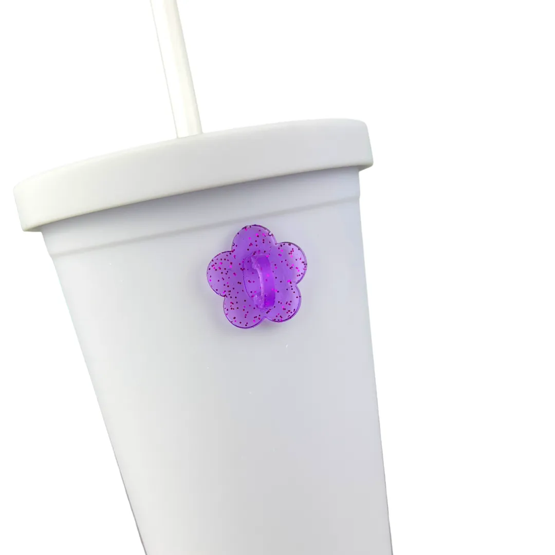 Purple Glitter Flower Stick-On Hook