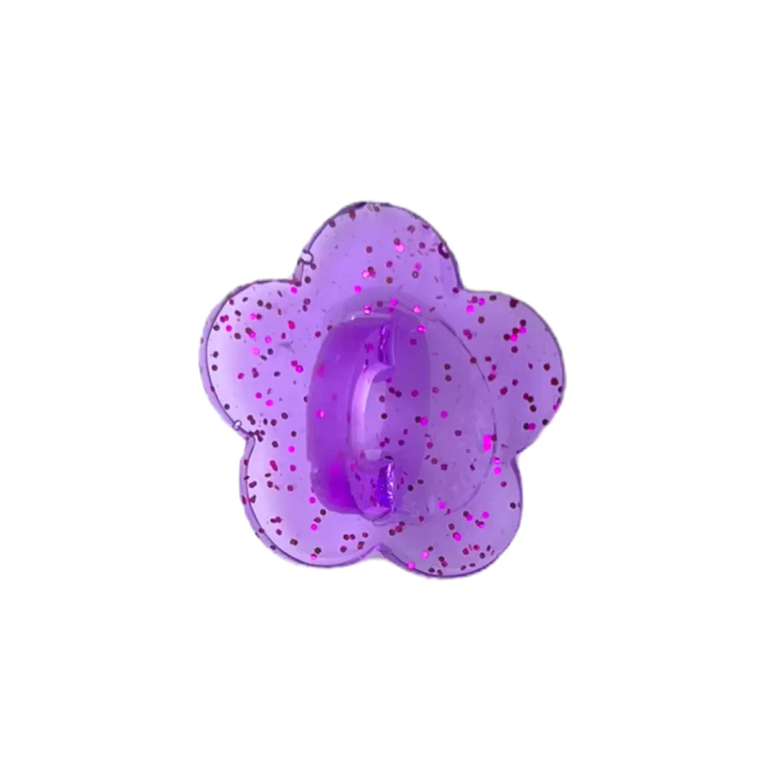 Purple Glitter Flower Stick-On Hook