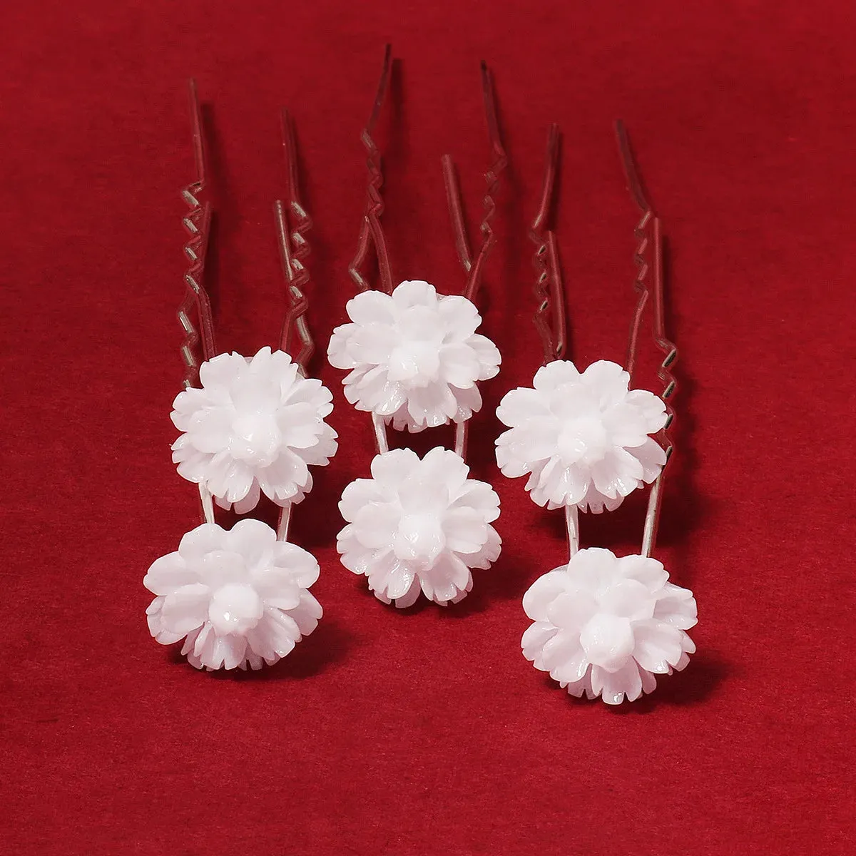 Simple U Shaped Hair Sticks Bride Wedding Headdress White Porcelain Flower Hairpins Hair Clips Bridal Jewelry Fairy Headpieces