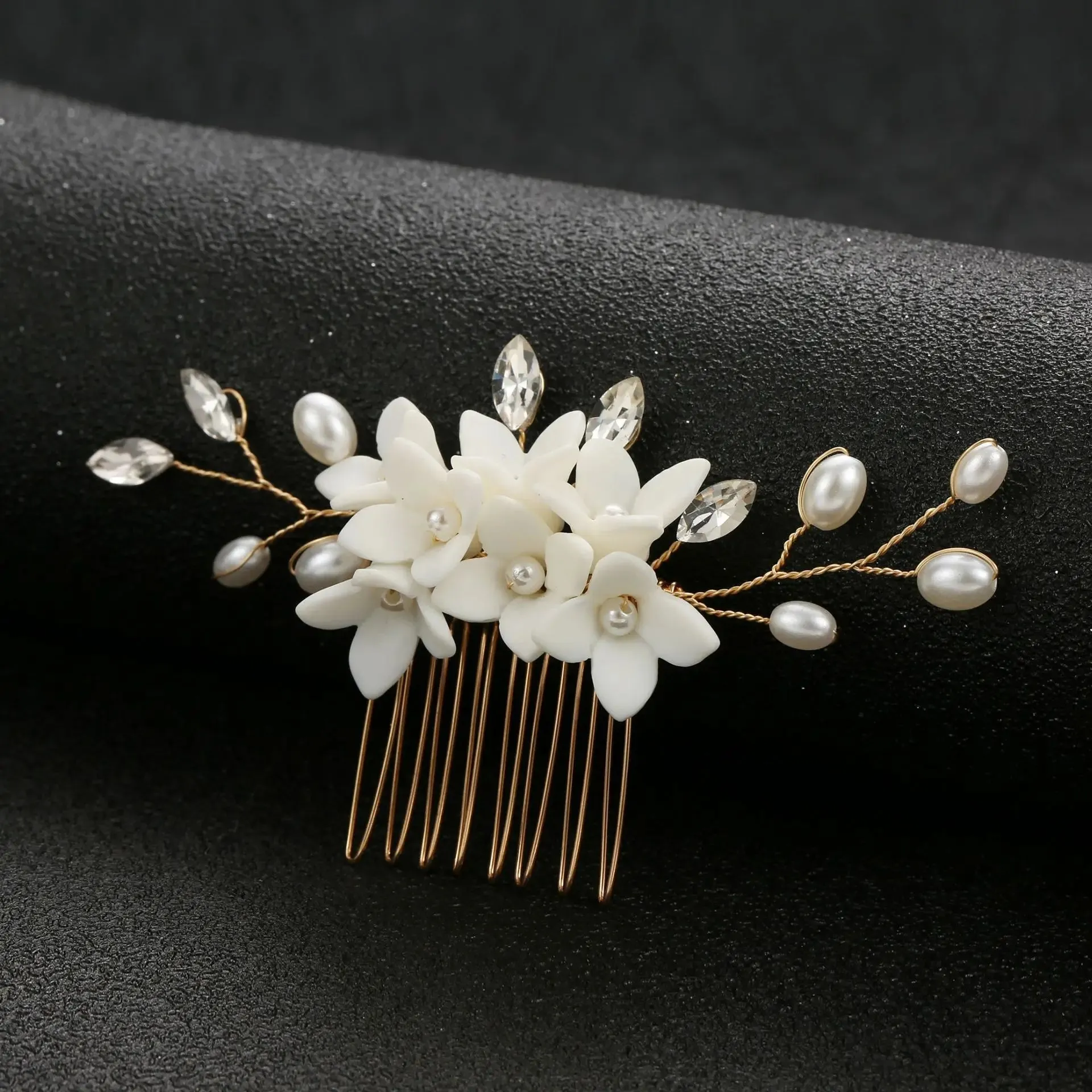 Simple U Shaped Hair Sticks Bride Wedding Headdress White Porcelain Flower Hairpins Hair Clips Bridal Jewelry Fairy Headpieces