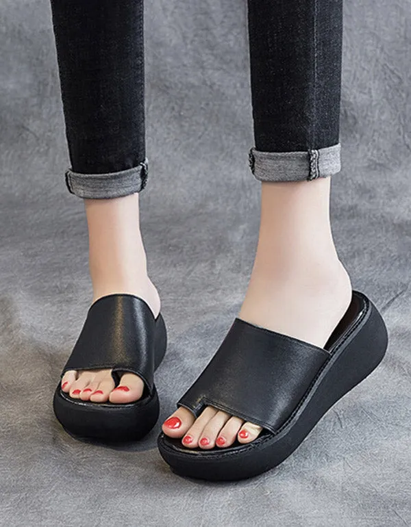 Split-toes Retro Wedge Slippers