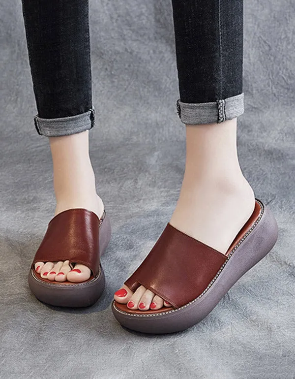 Split-toes Retro Wedge Slippers