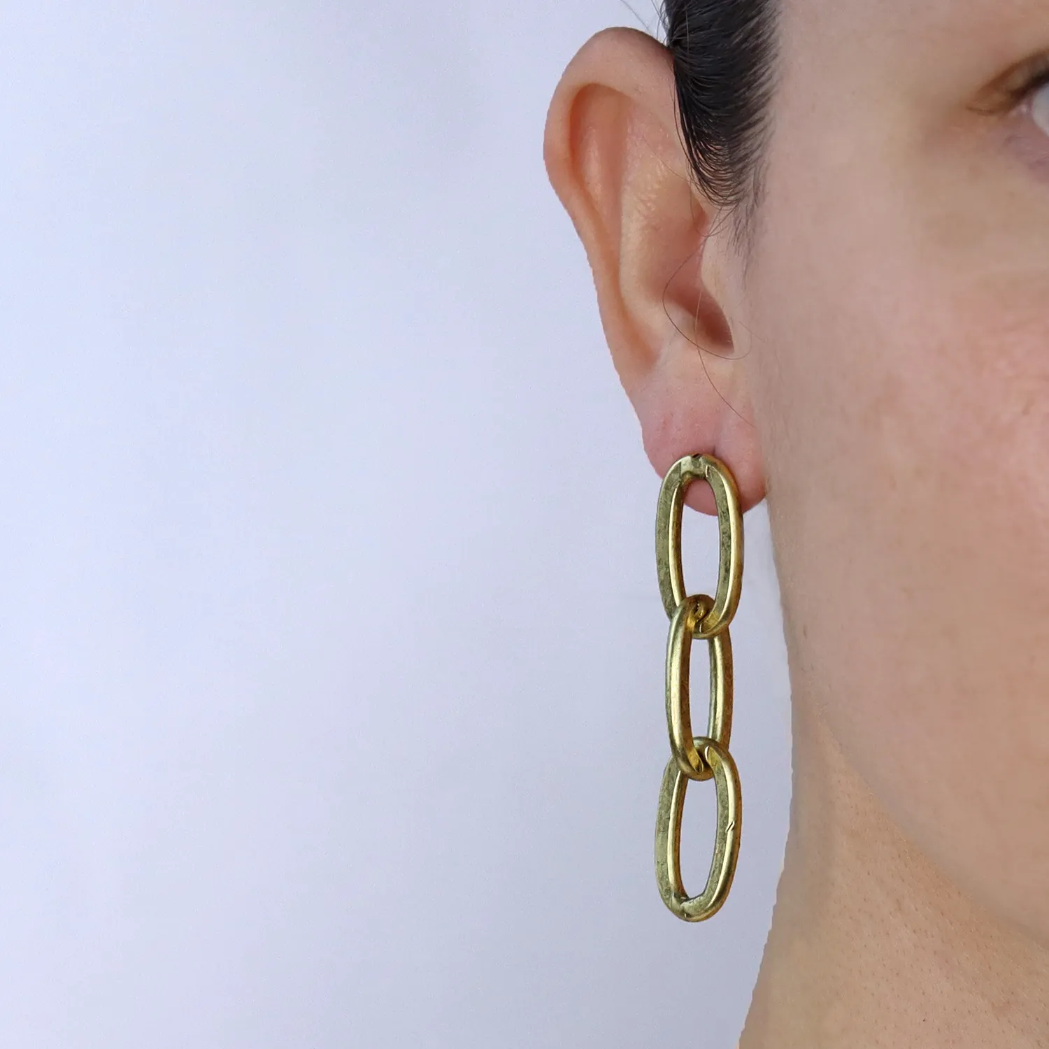 Thick link linear drop Earrings