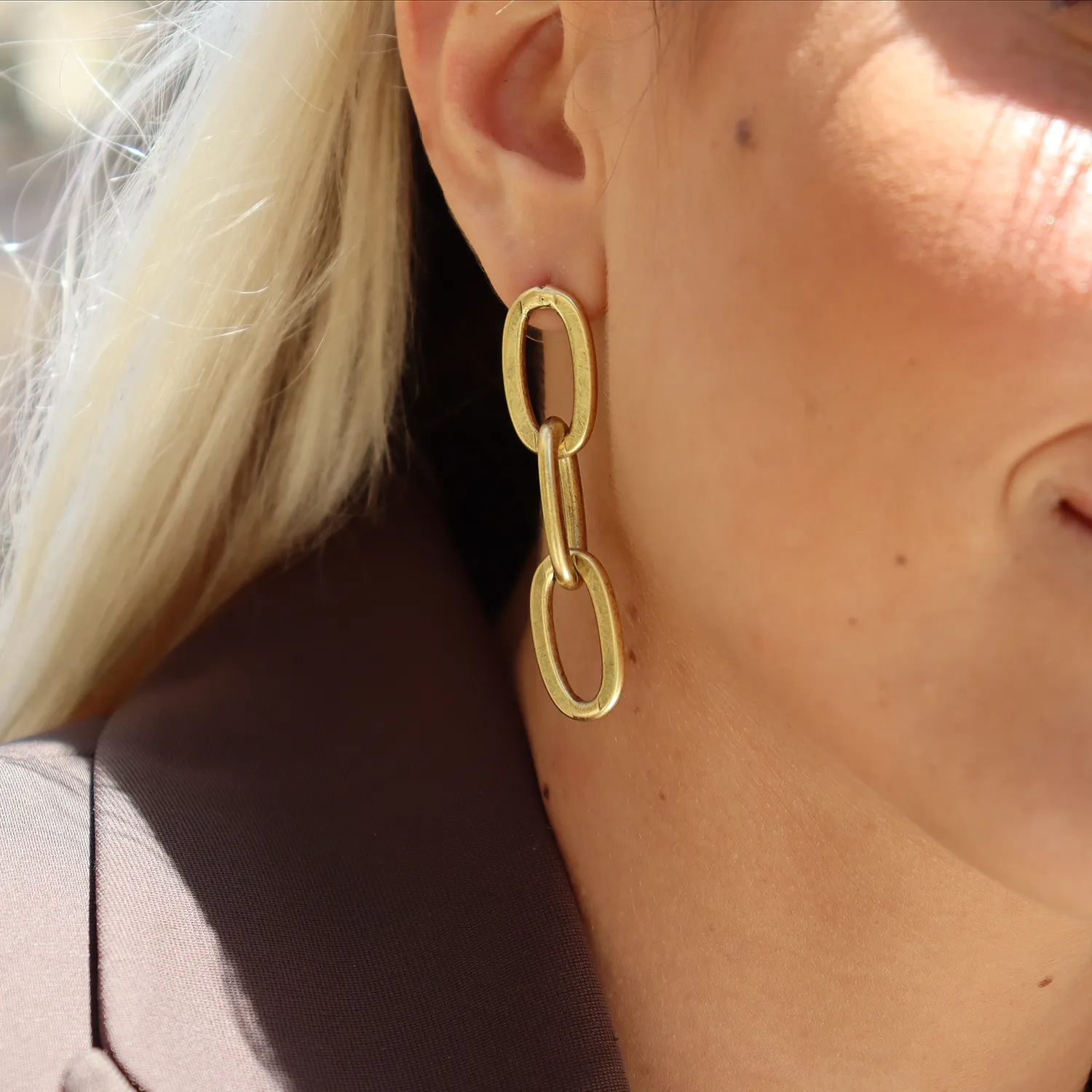 Thick link linear drop Earrings