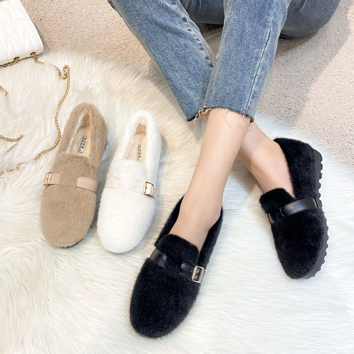 Women Casual Fashion Minimalist Soft Furred Casual Shoes