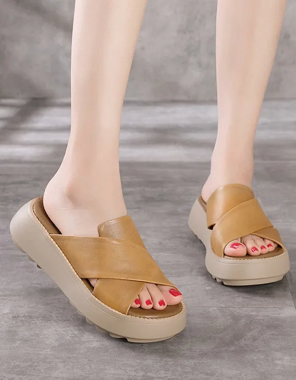 Women's Cross Strap Summer Wedge Slippers