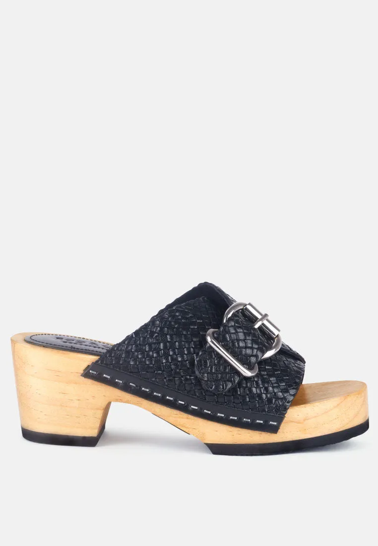 Yoruba Braided Leather Buckled Slide Clogs By Ruw