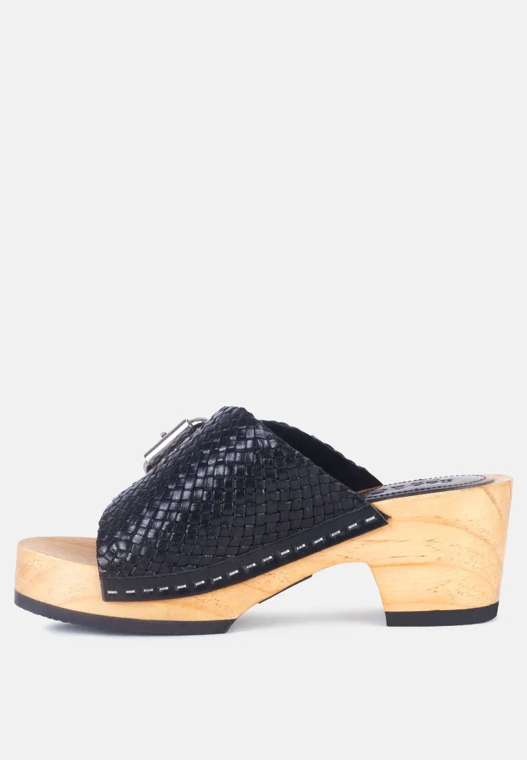 Yoruba Braided Leather Buckled Slide Clogs By Ruw