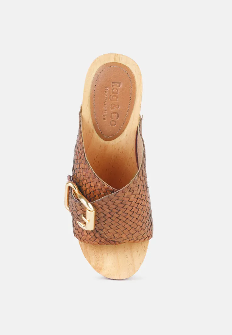 Yoruba Braided Leather Buckled Slide Clogs By Ruw